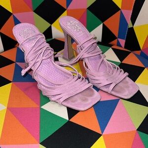 Suede Ankle Wrap Heels